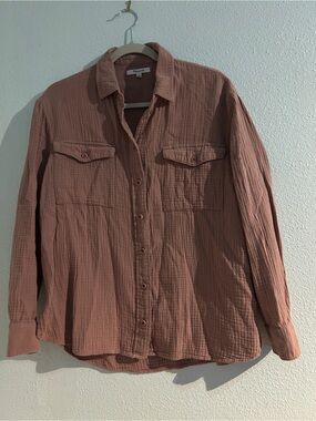 Madewell Lightweight Button-Up Shirt Jacket in Dusty Rose